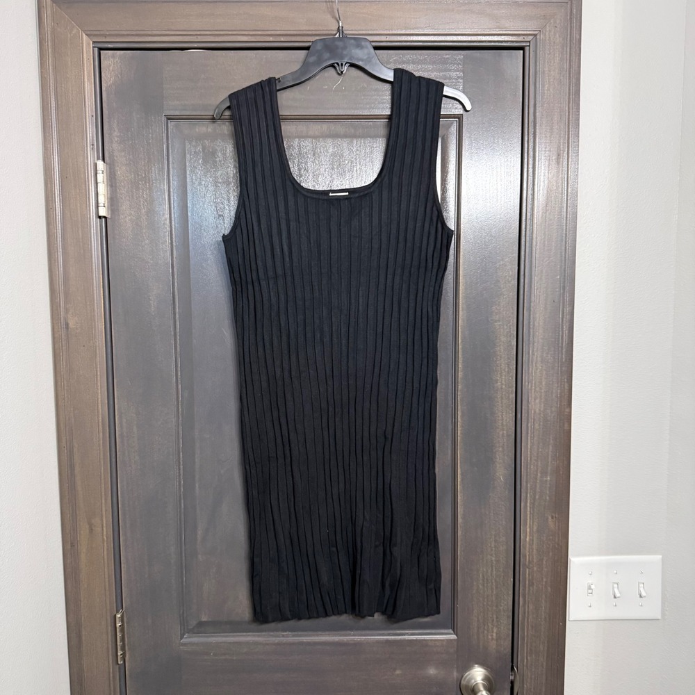 A‎ New Day Womens Black Rib-Knit Scoop Neck Sleeveless Mini Dress 2X Plus NWT